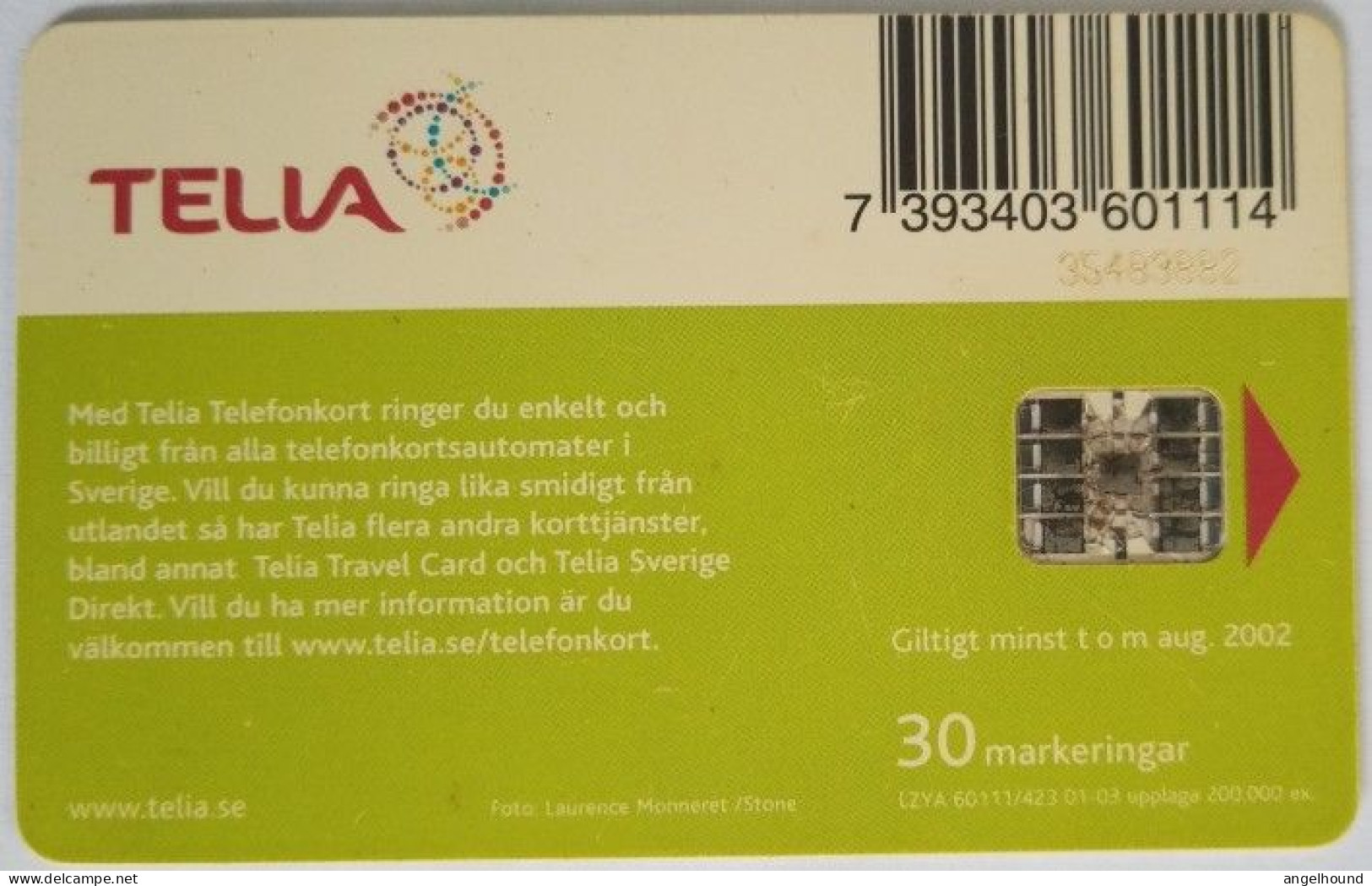 Sweden 30Mk. Chip Card - Boy Girl Musik - Sweden