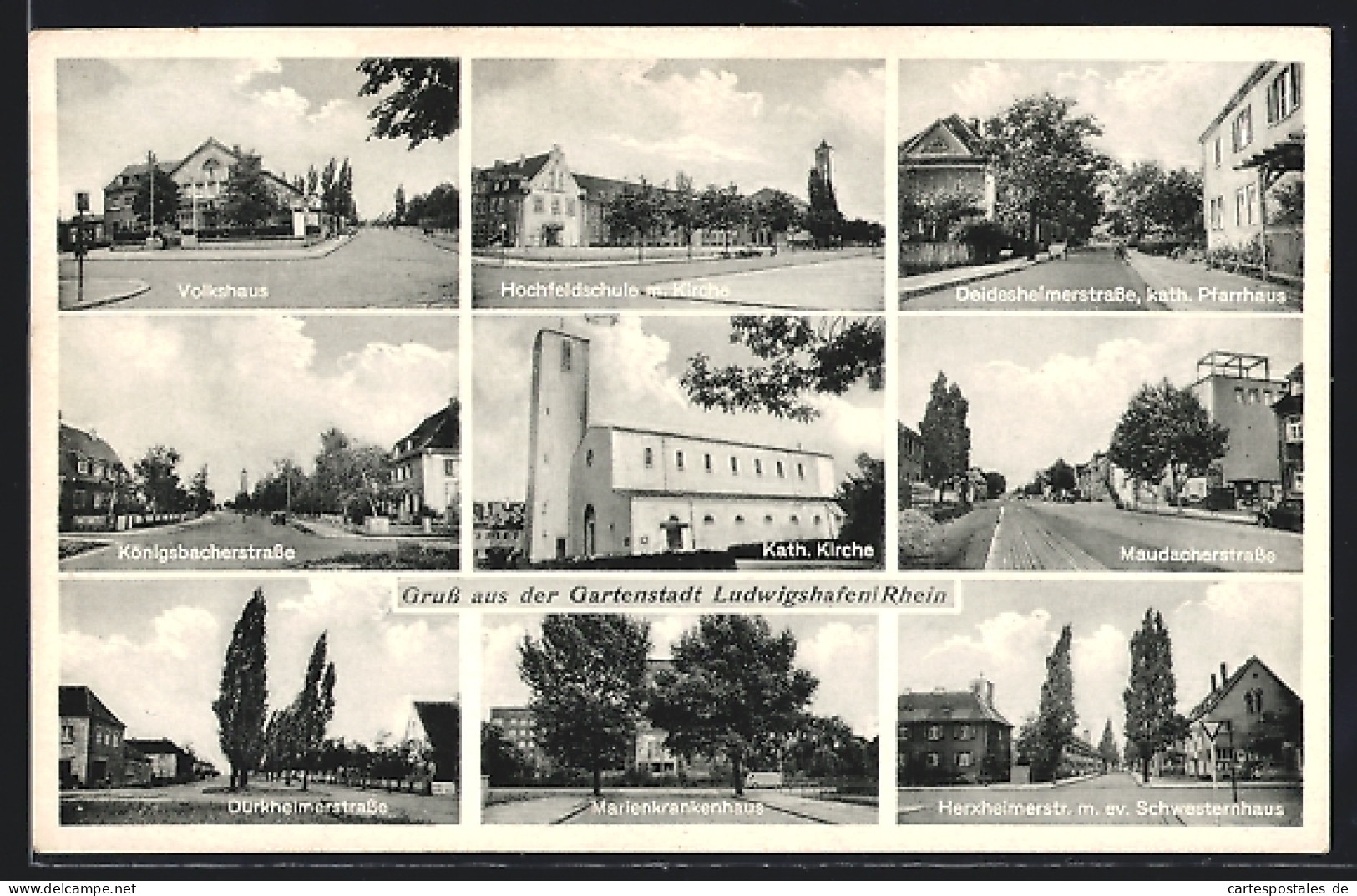 AK Ludwigshafen A. Rh., Hochfeldschule Mit Kirche, Maudacherstrasse, Marienkrankenhaus  - Ludwigshafen