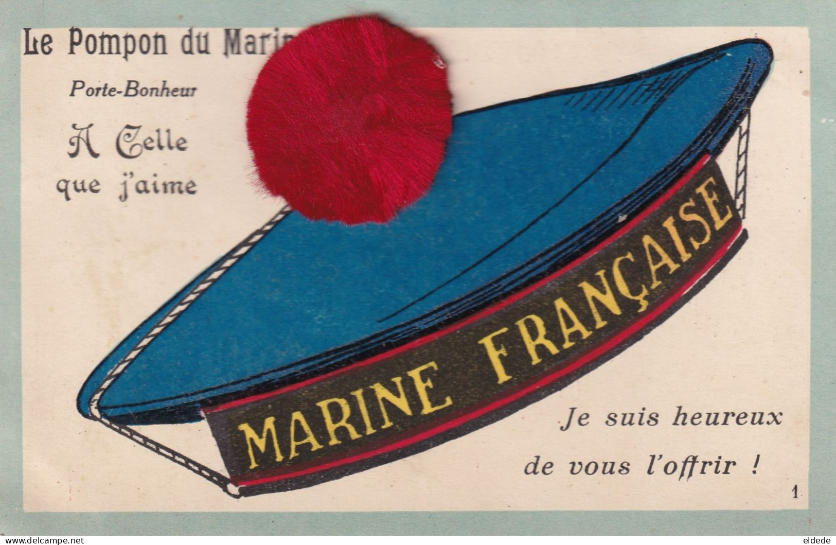 Pompon De Marin En Velours Tissu . Marine Française; Navy French Marine . Velvet Hand Made Lucky Charm - Sonstige & Ohne Zuordnung