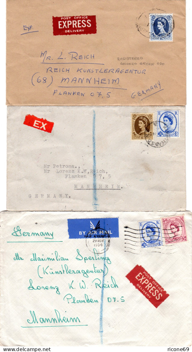 GB, 3 Express Briefe M. Versch. Elizabeth Frankaturen N. Deutschland. - Other & Unclassified