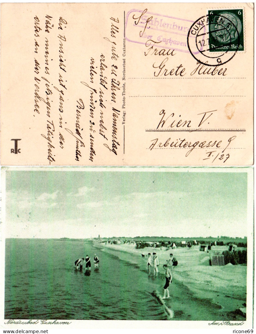 DR 1933, Landpoststempel SAHLENBURG über Cuxhaven Auf Sw-AK M. 6 Pf. - Other & Unclassified