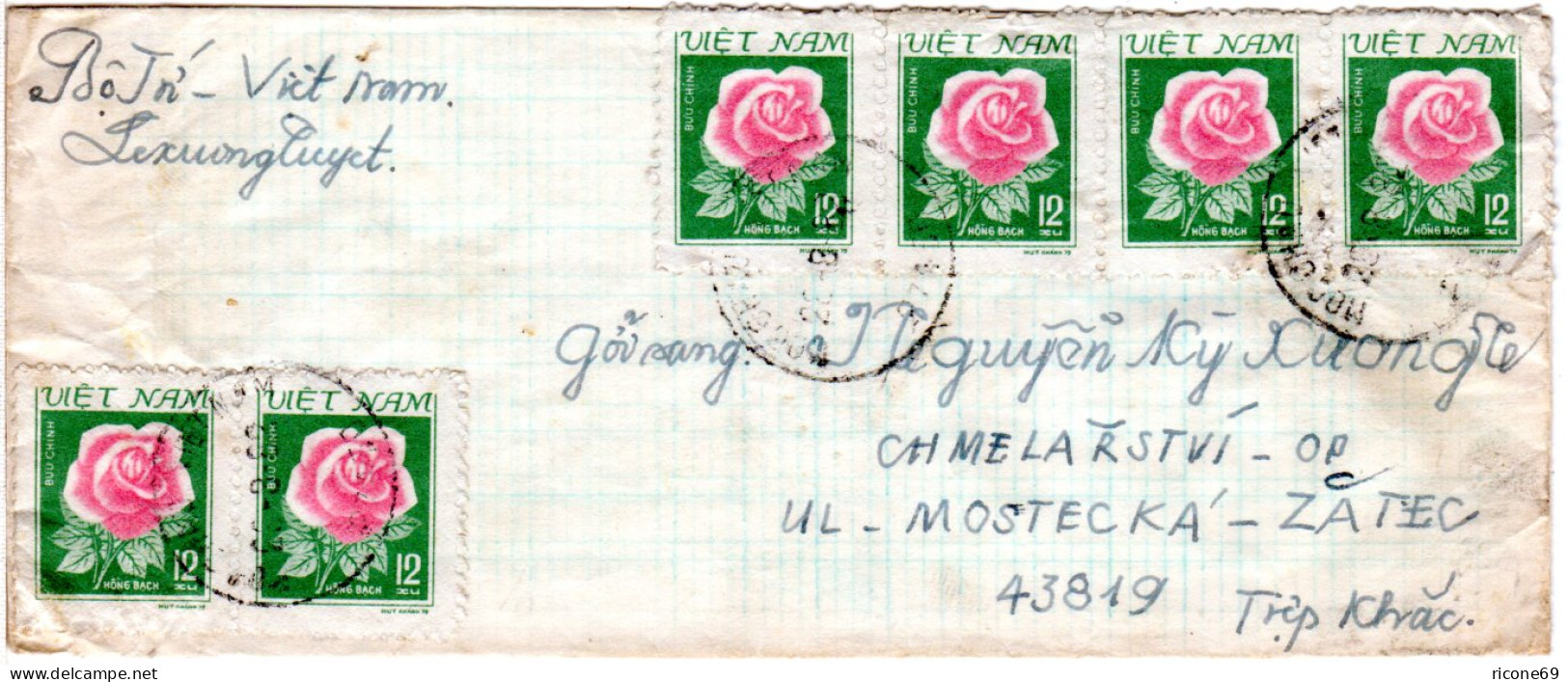Vietnam, MeF 6x12 Rosen Auf Brief I.d. Tschechoslowakei  - Sonstige & Ohne Zuordnung