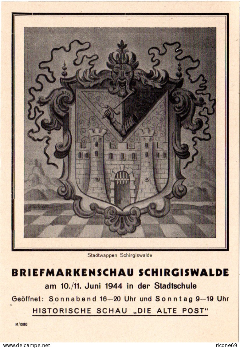 Briefmarkenschau Schirgiswalde 1944, Ungebr. Sw-AK M. Stadtwappen - Philatelic Exhibitions
