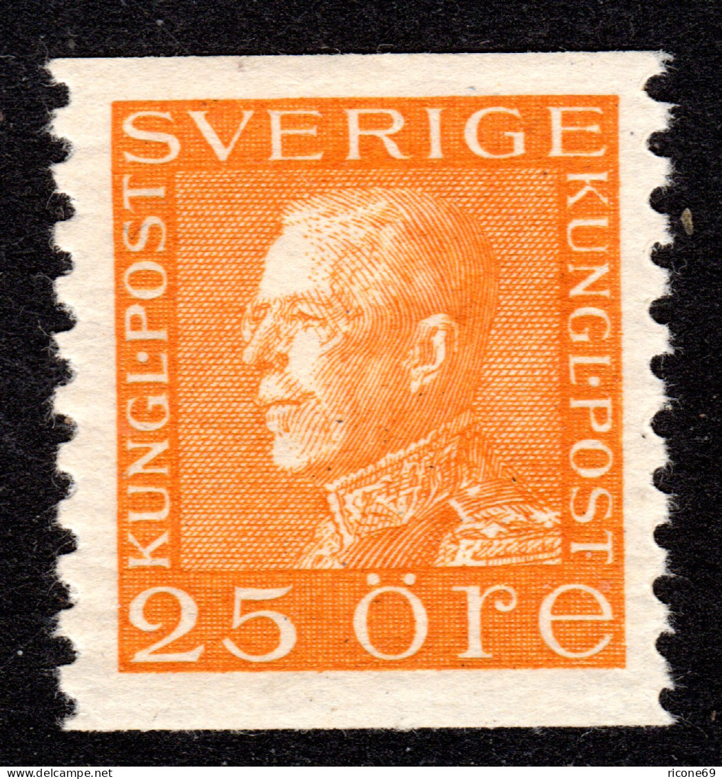 Schweden 186 II WA I**, Postfrische 25 öre Gustav V.  Weisses Papier - Other & Unclassified