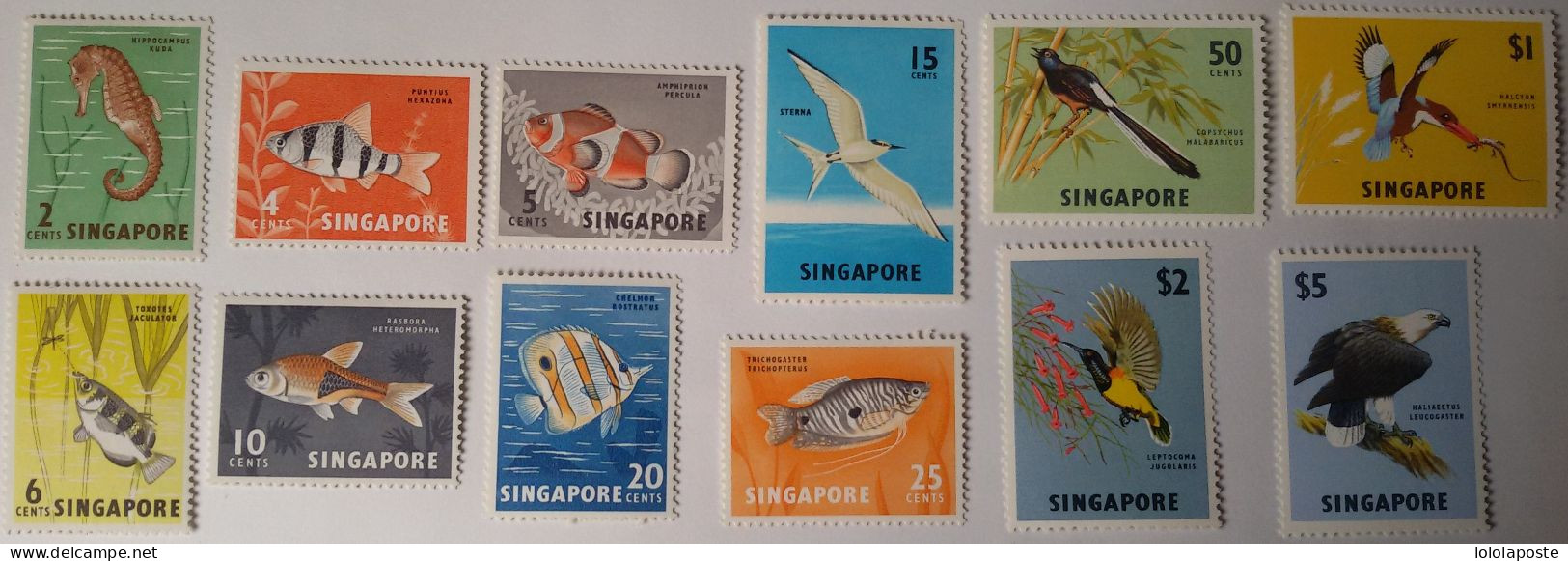 THEME POISSONS Et OISEAUX - SINGAPOUR - Série De 1962 Incompléte Neuve * (MVLH) - Belles Valeurs - Singapore (1959-...)