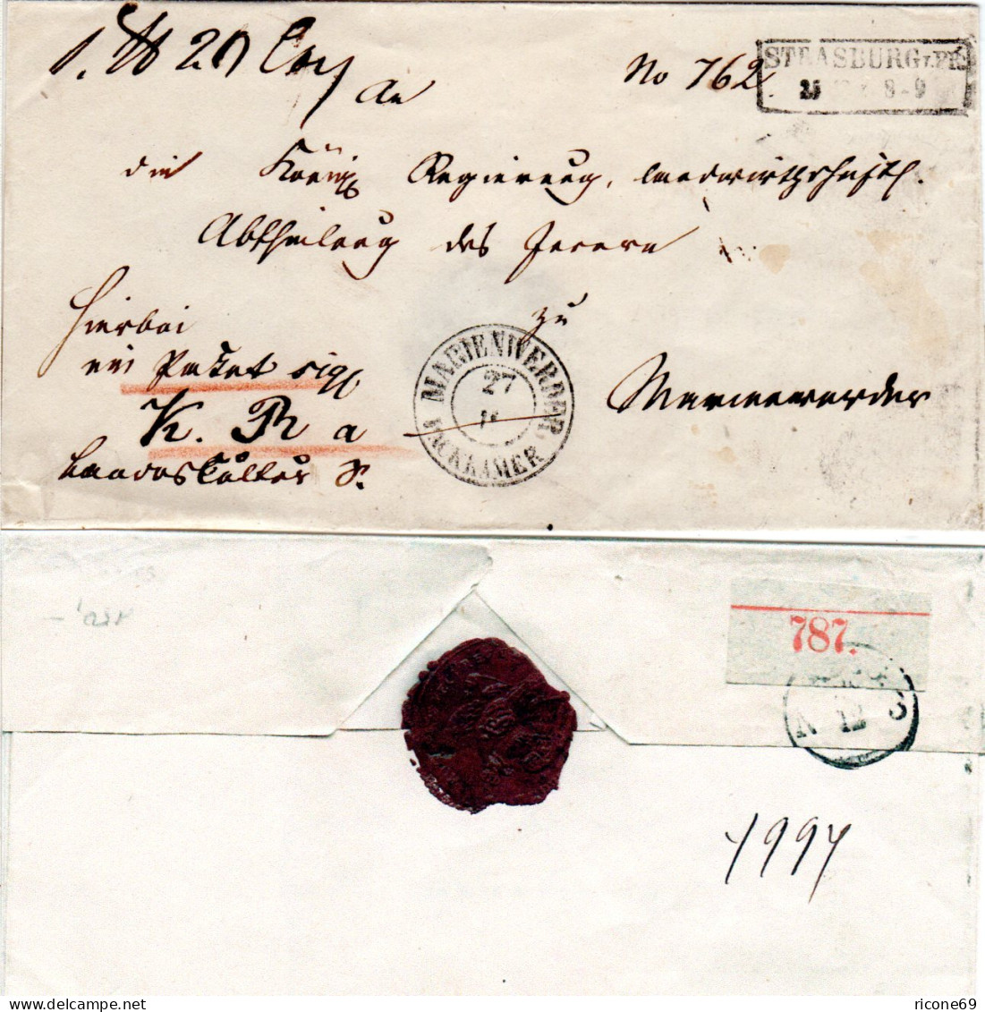 Preussen, K2 MARIENWERDER PACKKAMER Auf Brief V. R2 STRASBURG I.PR. M. Rs. Label - Lettres & Documents