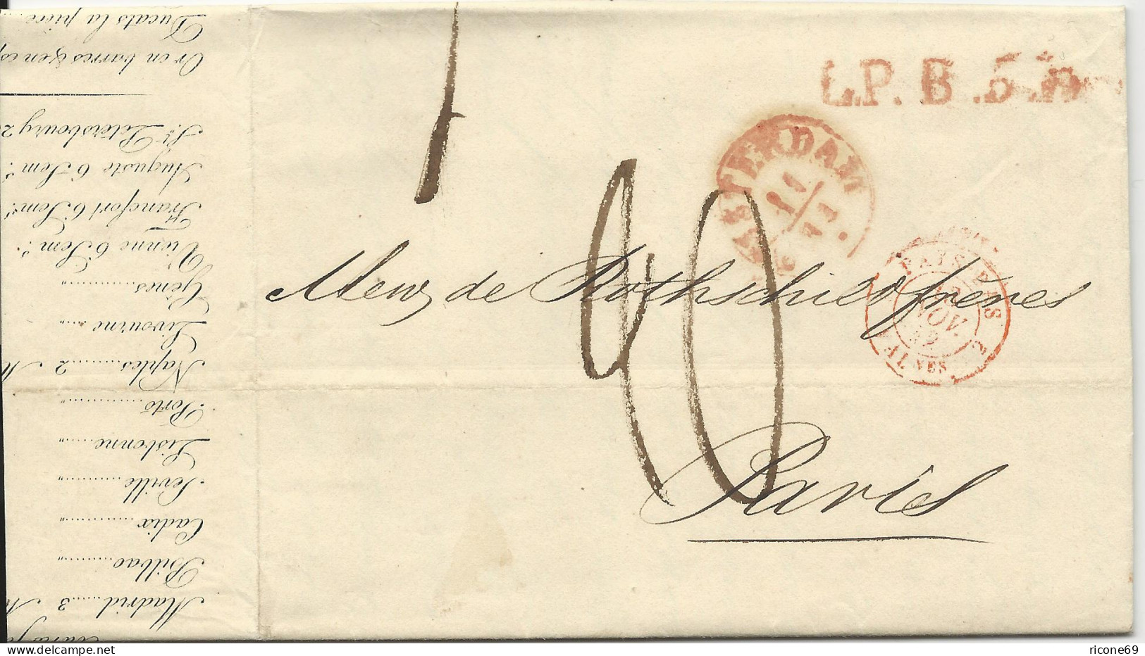 NL 11.11.1842, Brief M. Gerduckten Wechselkursen V. Amsterdam N. Frankreich  - Altri & Non Classificati