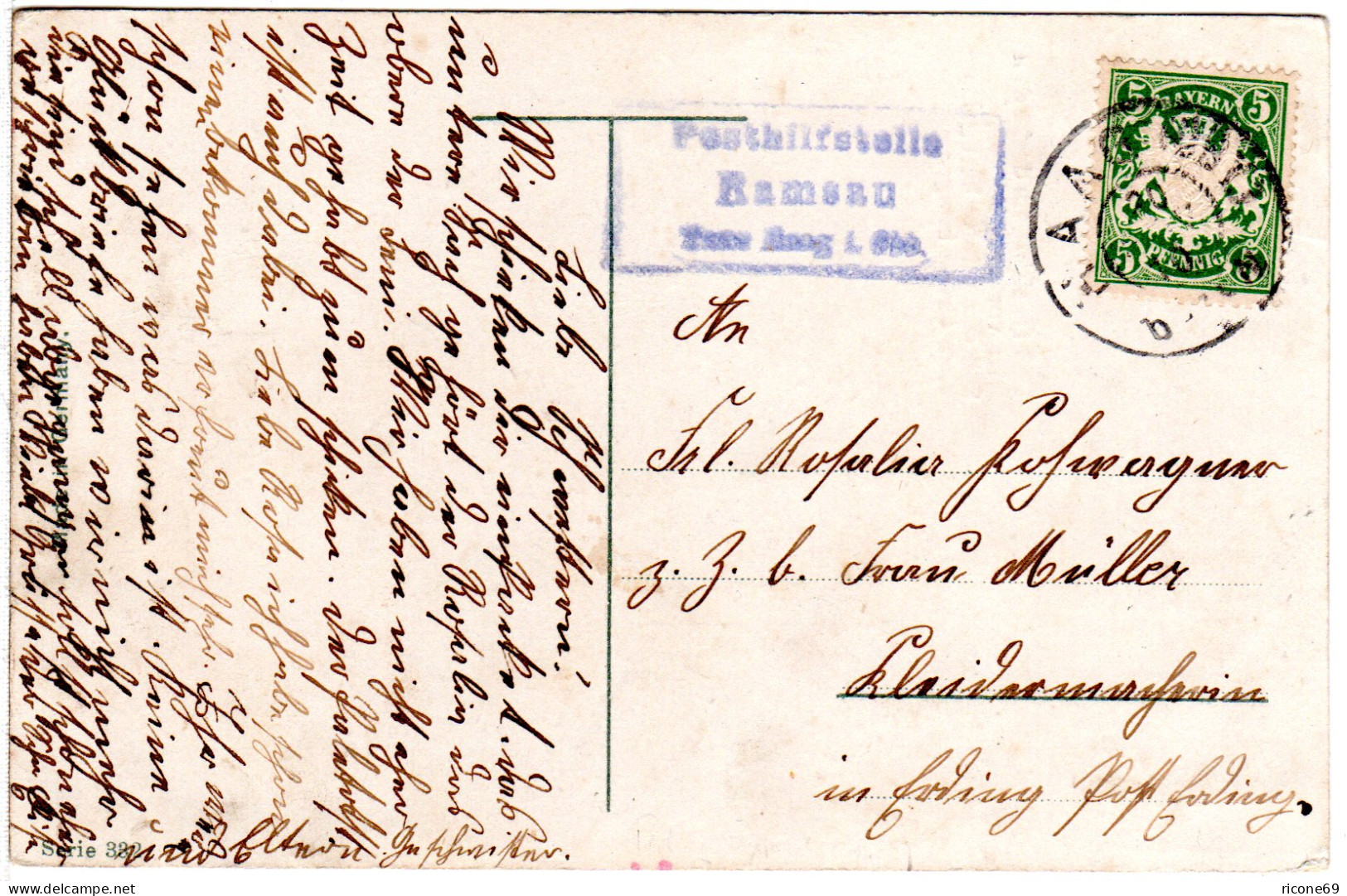 Bayern 1910, Posthilfstelle RAMSAU Taxe Haag I. Obb. Auf Karte M. 5 Pf. - Briefe U. Dokumente