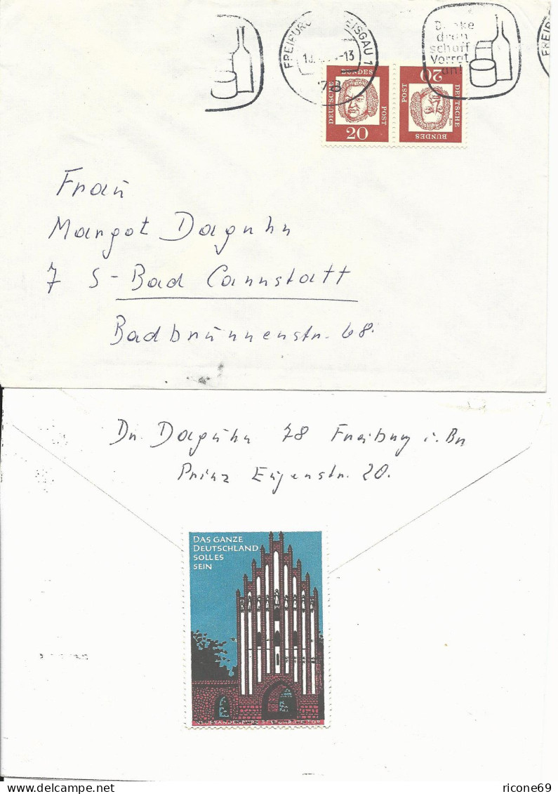 BRD 1964, Propaganda Vignette Neubrandenburg Rs. Auf Brief V. Freiburg - Briefe U. Dokumente
