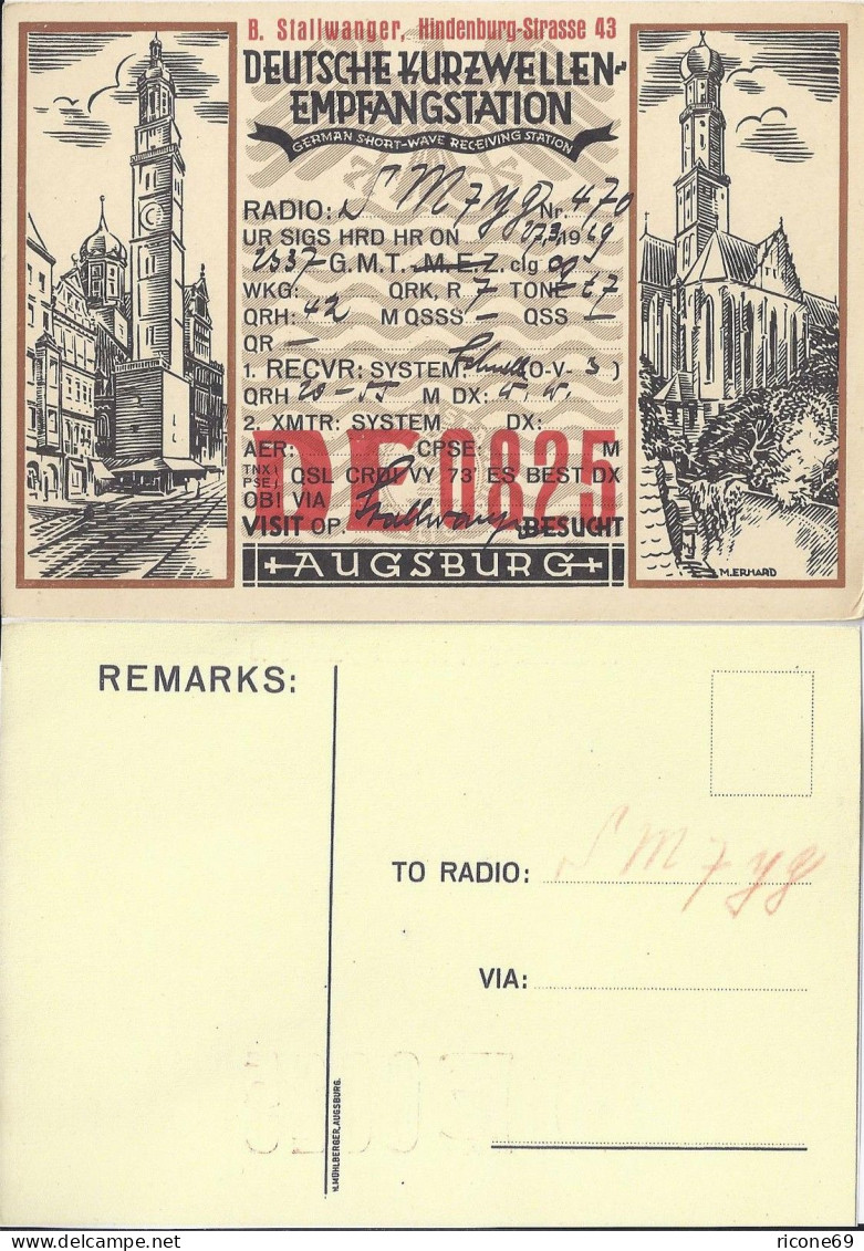Augsburg 1929, AK Dt. Kurzwellen Empfangstation M. Radio Eintragungen. #317 - Autres & Non Classés