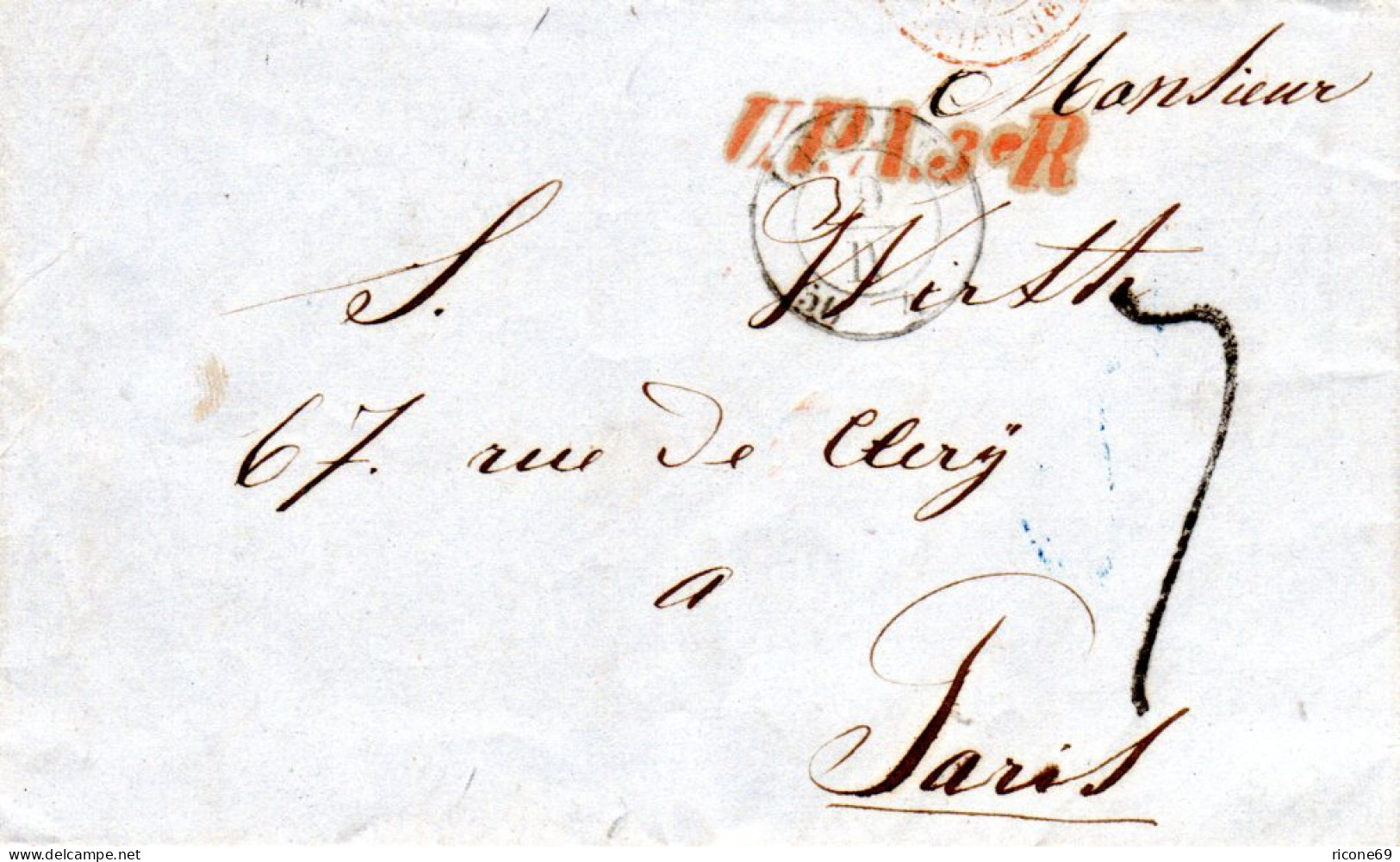 Sachsen 1856, K2 LEIPZIG U. L1 UPA3eR Auf Brief M. Frankreich Portostpl. "7" - Saxe