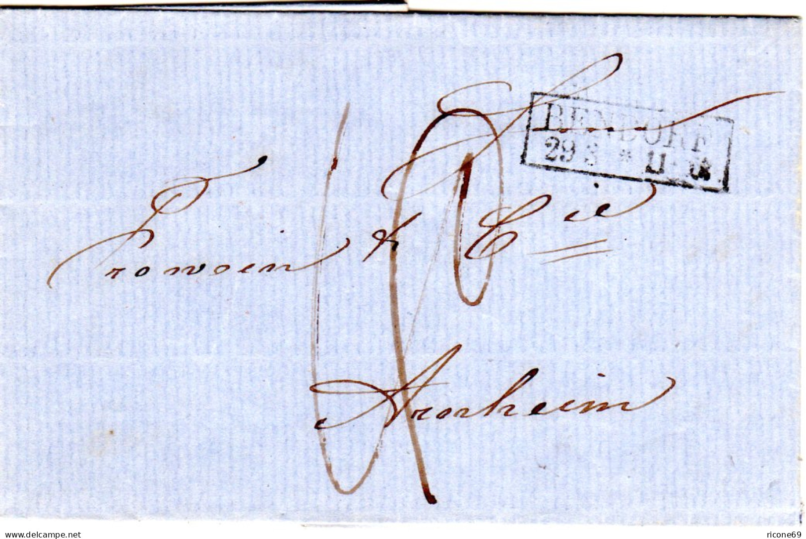 Preussen 1865, Rheinland-R2 BENDORF Auf Porto Brief N. Arnheim, NL.  - Lettres & Documents
