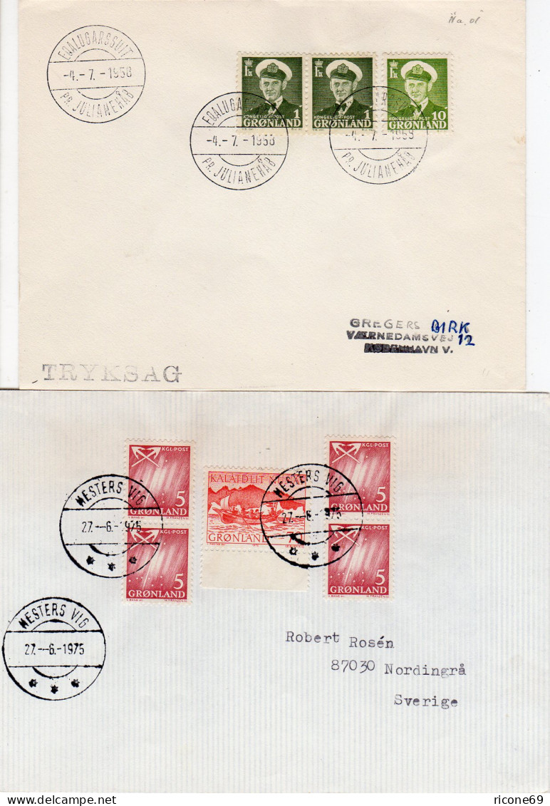 Grönland, 4 Briefe M. Stempeln V. Kleineren Postanstalten - Other & Unclassified