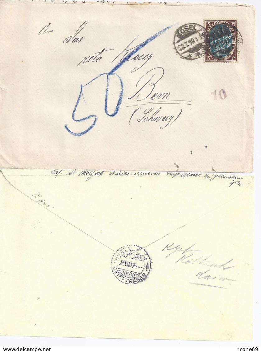 DR Schweiz 1923, KGF POW Kolzich Cairo, Brief V. Mosel An Rotes Kreuz Bern. - Brieven En Documenten