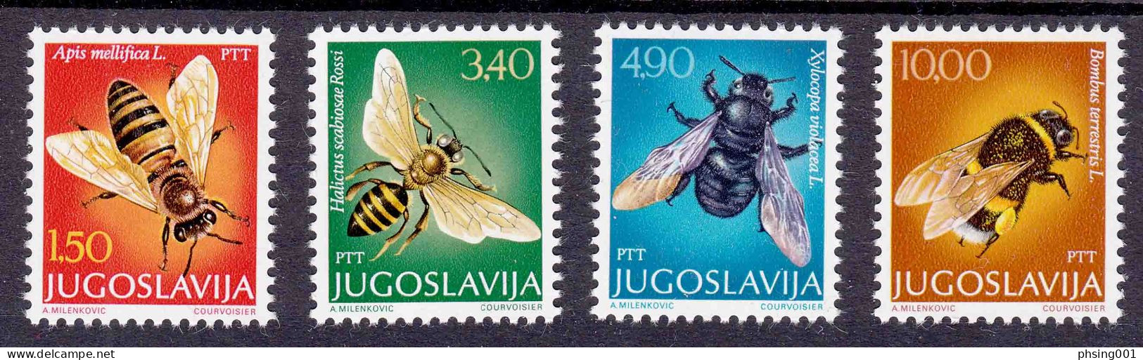 Yugoslavia 1978 Fauna Insects Bee Apis Mellifera Halictus Scabiosa Xylocopa Violacea Bombus Tersestris, Set MNH - Honeybees