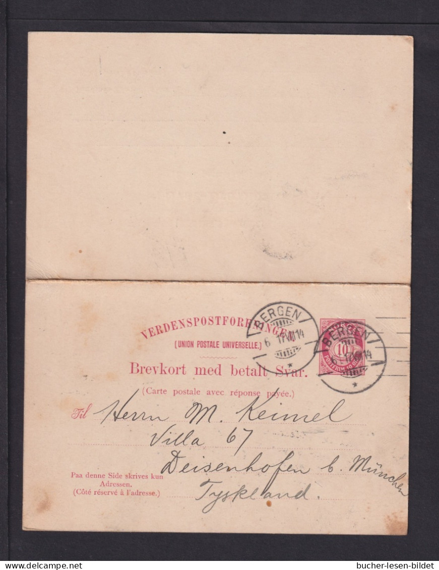 1914 - 10 Ö. Doppel-Ganzsache (P 47) Ab Bergen Nach Deisenhofen - Briefe U. Dokumente