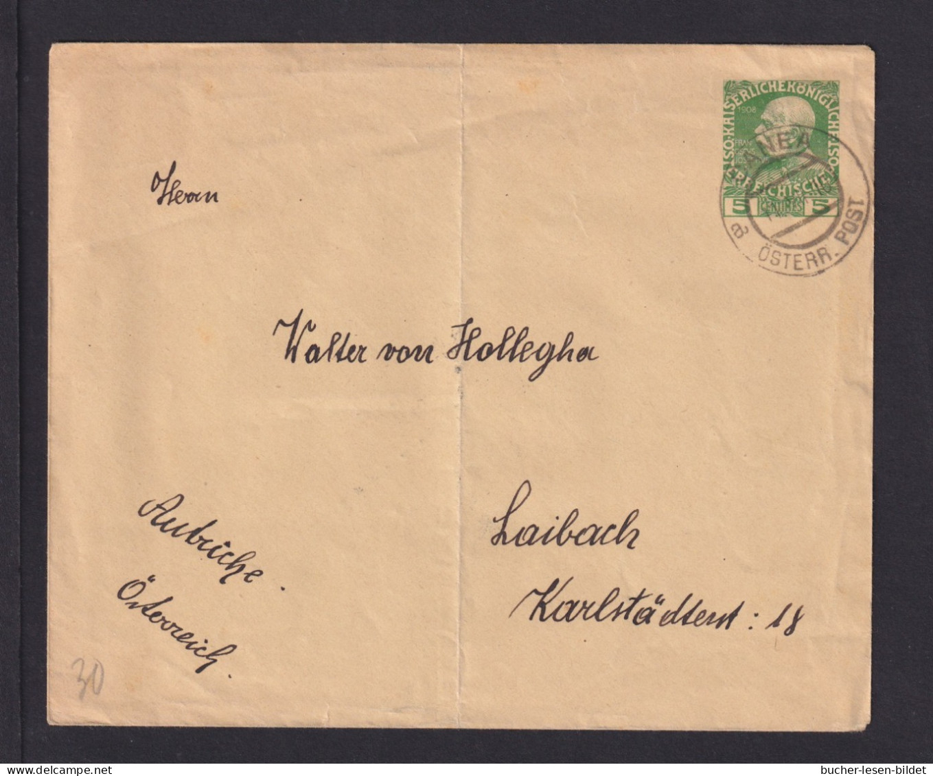 1910 - 5 C. Ganzsache österr. Post Ab CANEA Nach Laibach - Crète