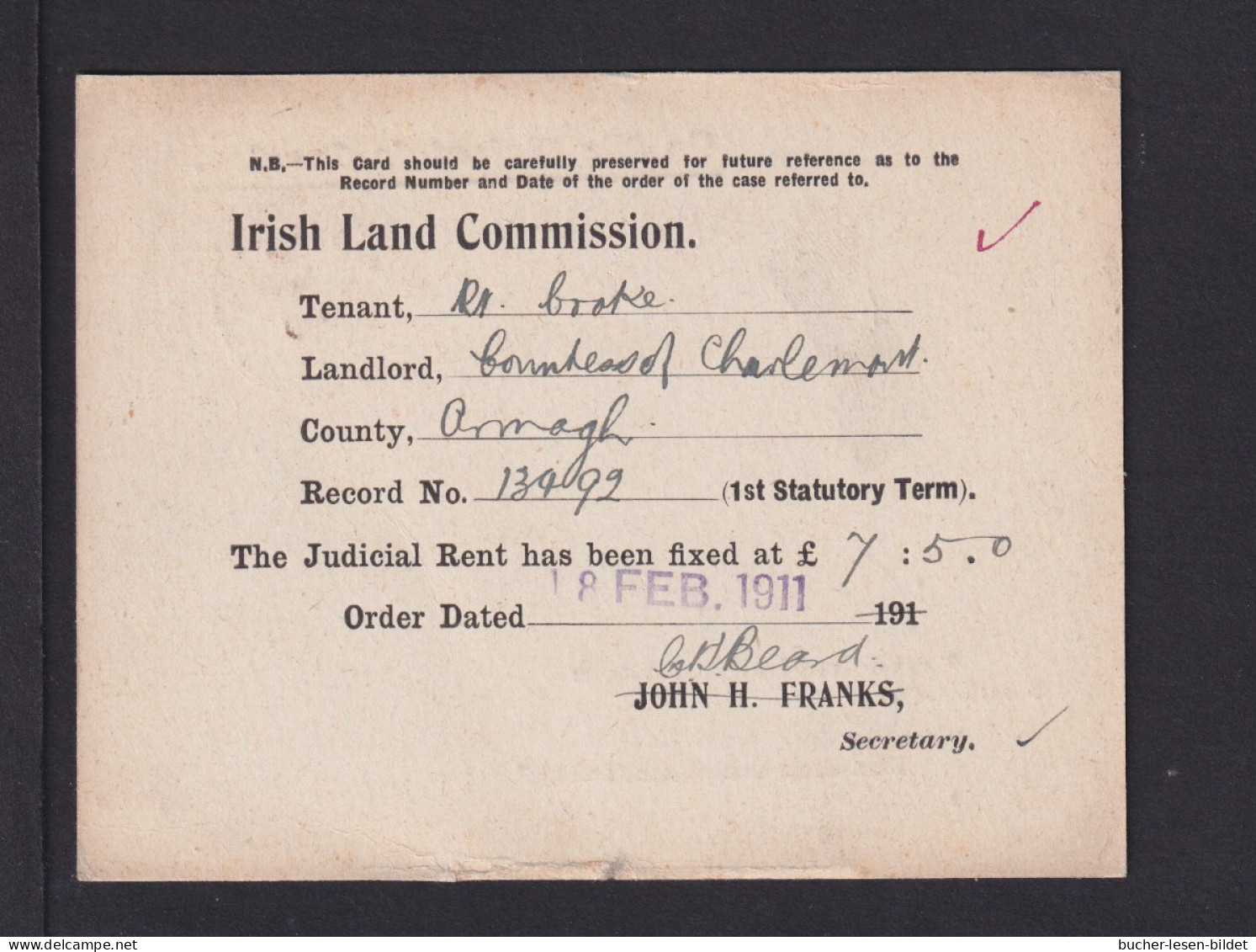 1911 - Dienstkarte Mit Vordruck - Ab Dublin - Lettres & Documents