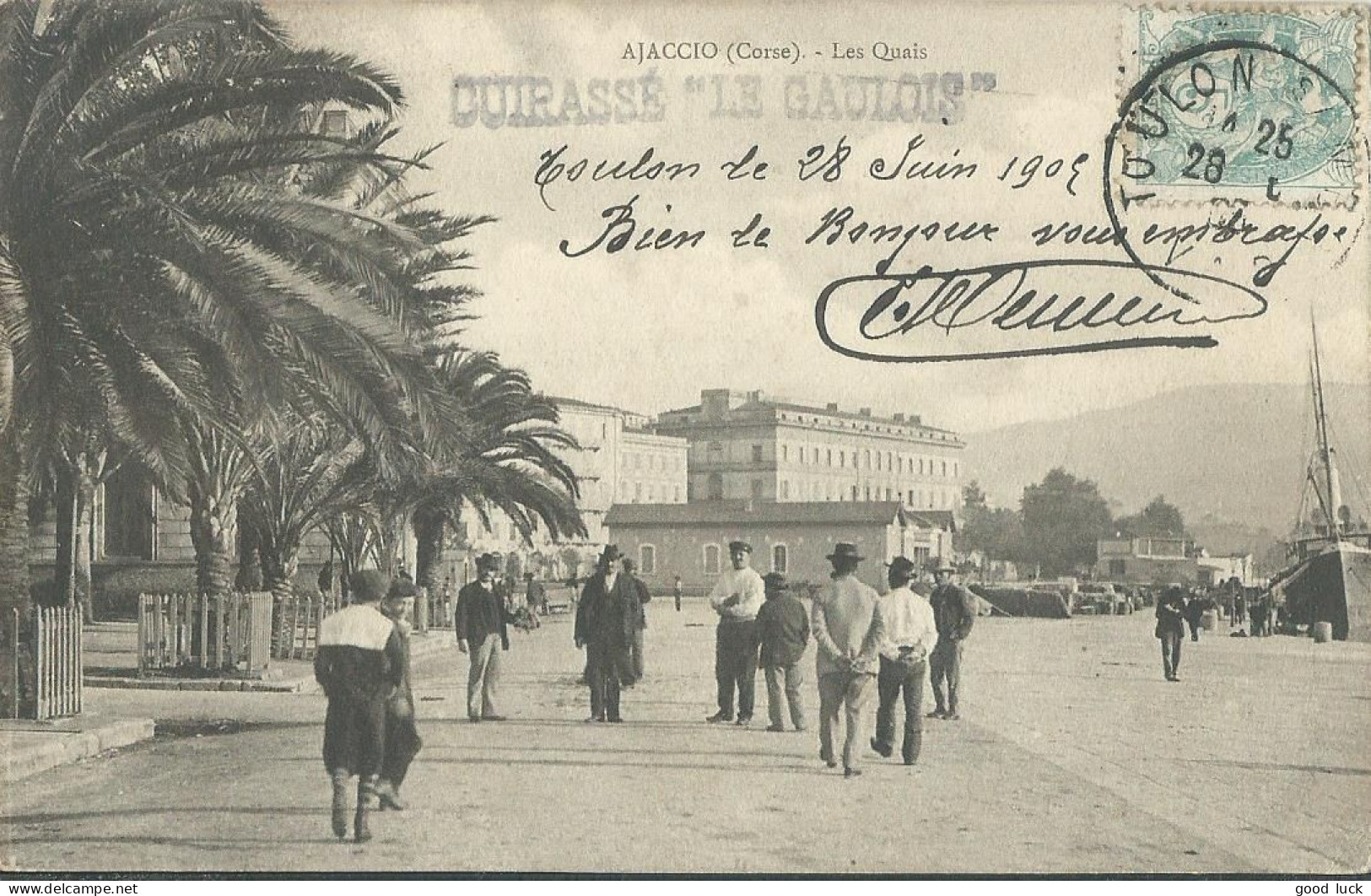 FRANCE CARTE 5c " LE GAULOIS " TOULON ( VAR ) POUR LORIENT ( MORBIHAN )  DE 1905 LETTRE COVER - Poste Maritime