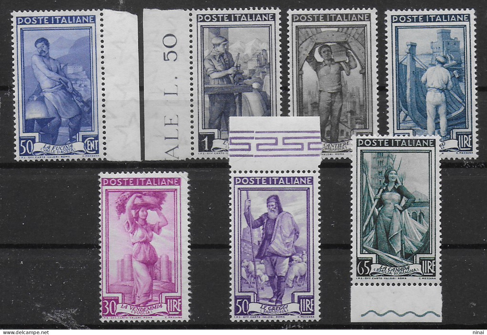 REPUBBLICA 1955 ** MNH LUSSO " LAVORO " FILIGRANA STELLE  C2015 - 1946-60: Mint/hinged