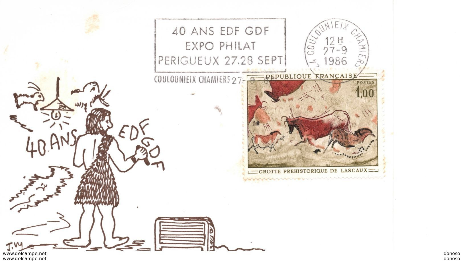 1986 40 Ans EDF GDF Expo Philat Périgueux, Cachet De Coulounieix Chamiers - Mechanical Postmarks (Advertisement)