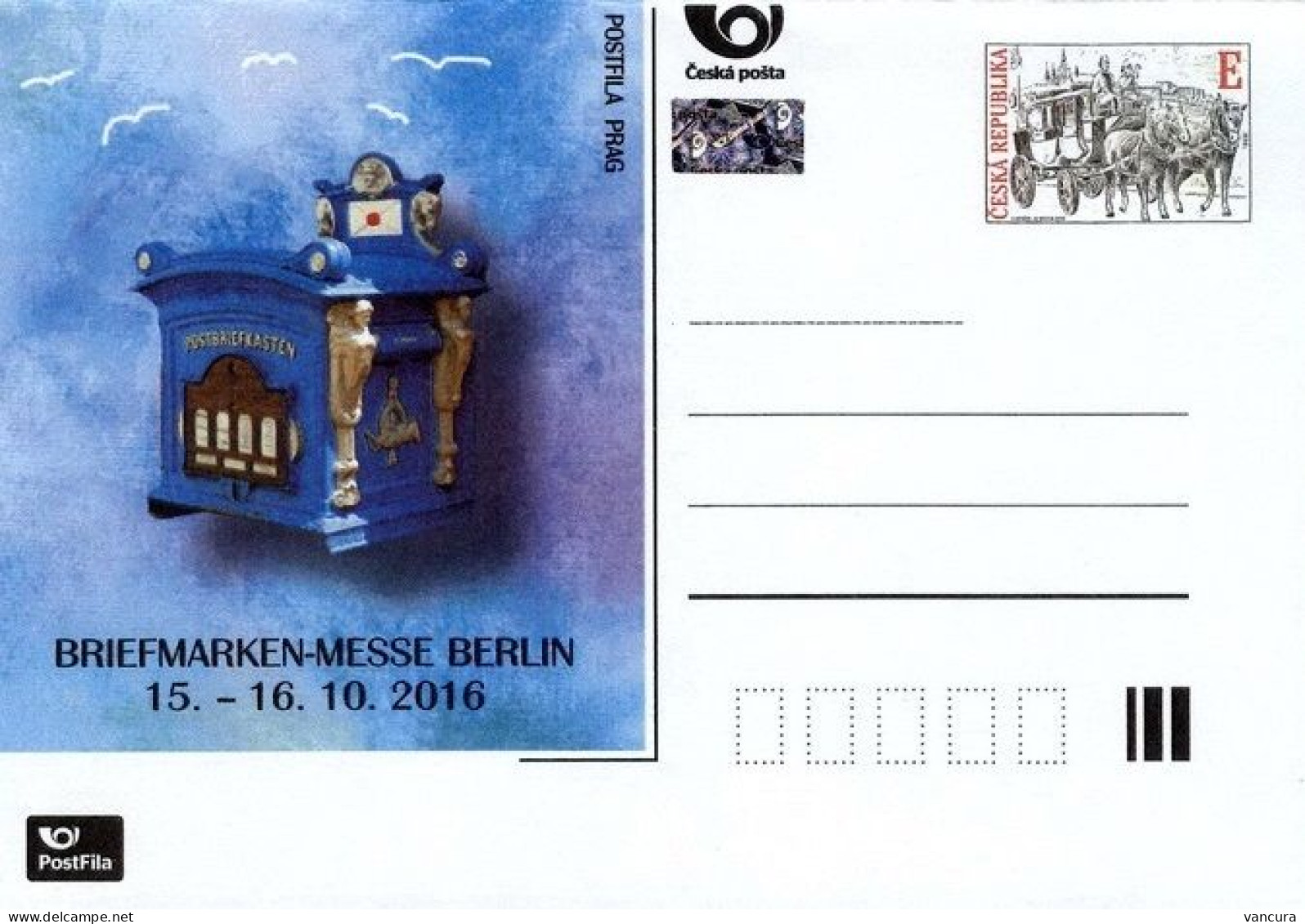 ** CDV A Czech Republic Berlin Stamp Fair 2016 Coach Mail Box - Ansichtskarten