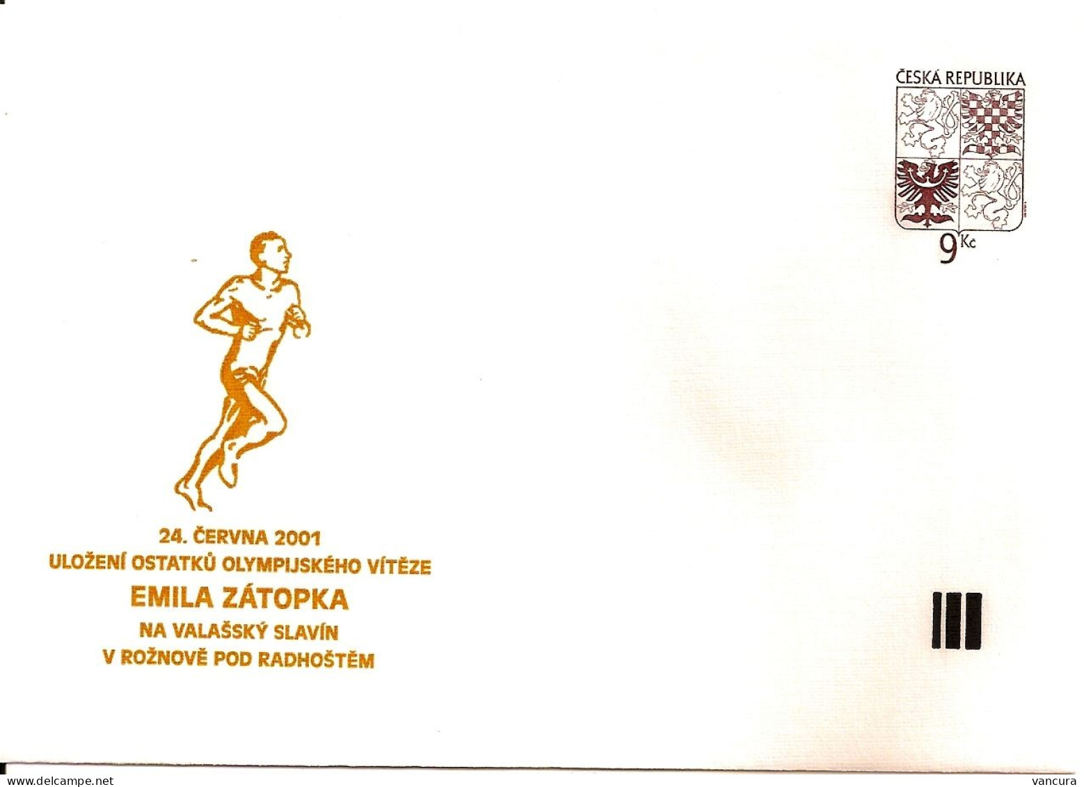 COB 5 B 327a, B Czech Republic Emil Zatopek, Burial In Roznov 2001 - Athlétisme