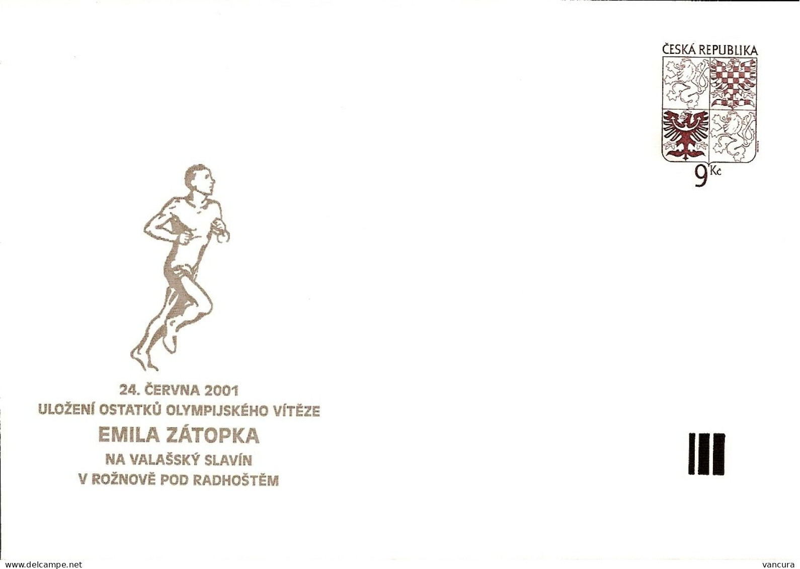 COB 5 B 327a, B Czech Republic Emil Zatopek, Burial In Roznov 2001 - Athlétisme