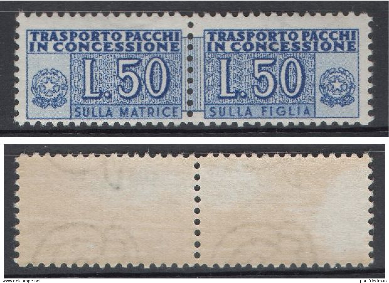 Repubblica 1953 - Pacchi In Concessione Ruota  50 L. - Nuovo Con Bicolore - MLH* - Concessiepaketten