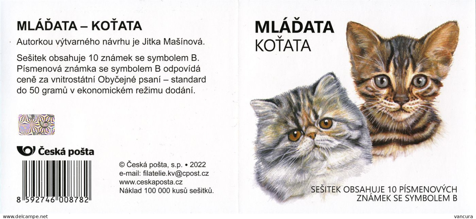 Booklet 1164 - 5 Czech Republic Kittens 2022 - Unused Stamps