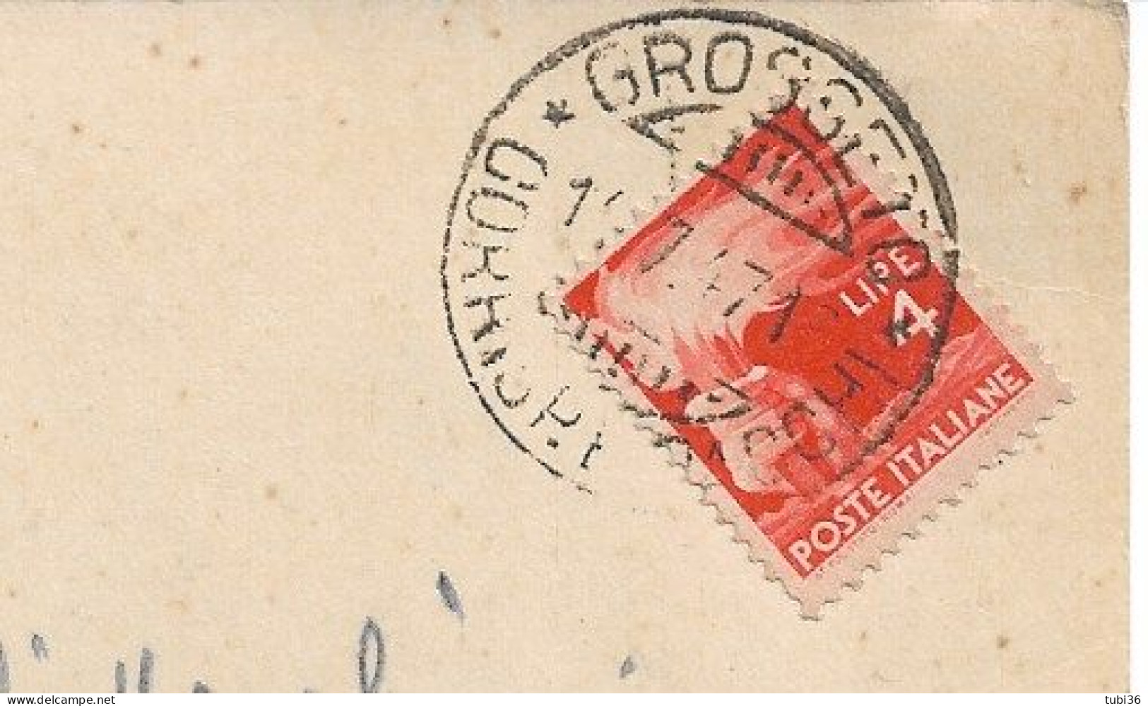 GROSSETO - PIAZZA DELLA CATTEDRALE - B/N ,1947, ANIMATA - Ediz.GUASTINI-POSTE GROSSETO-Democratica £.4 - Grosseto