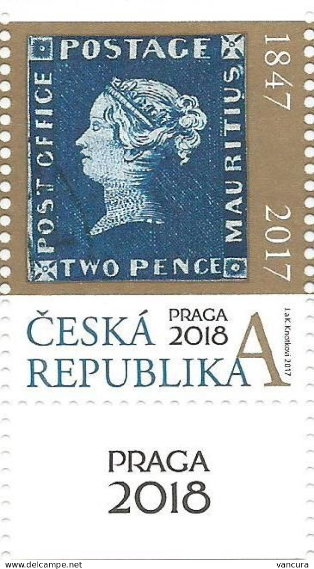 942 Czech Republic Mauritius 2017 Stamp On Stamp - Timbres Sur Timbres