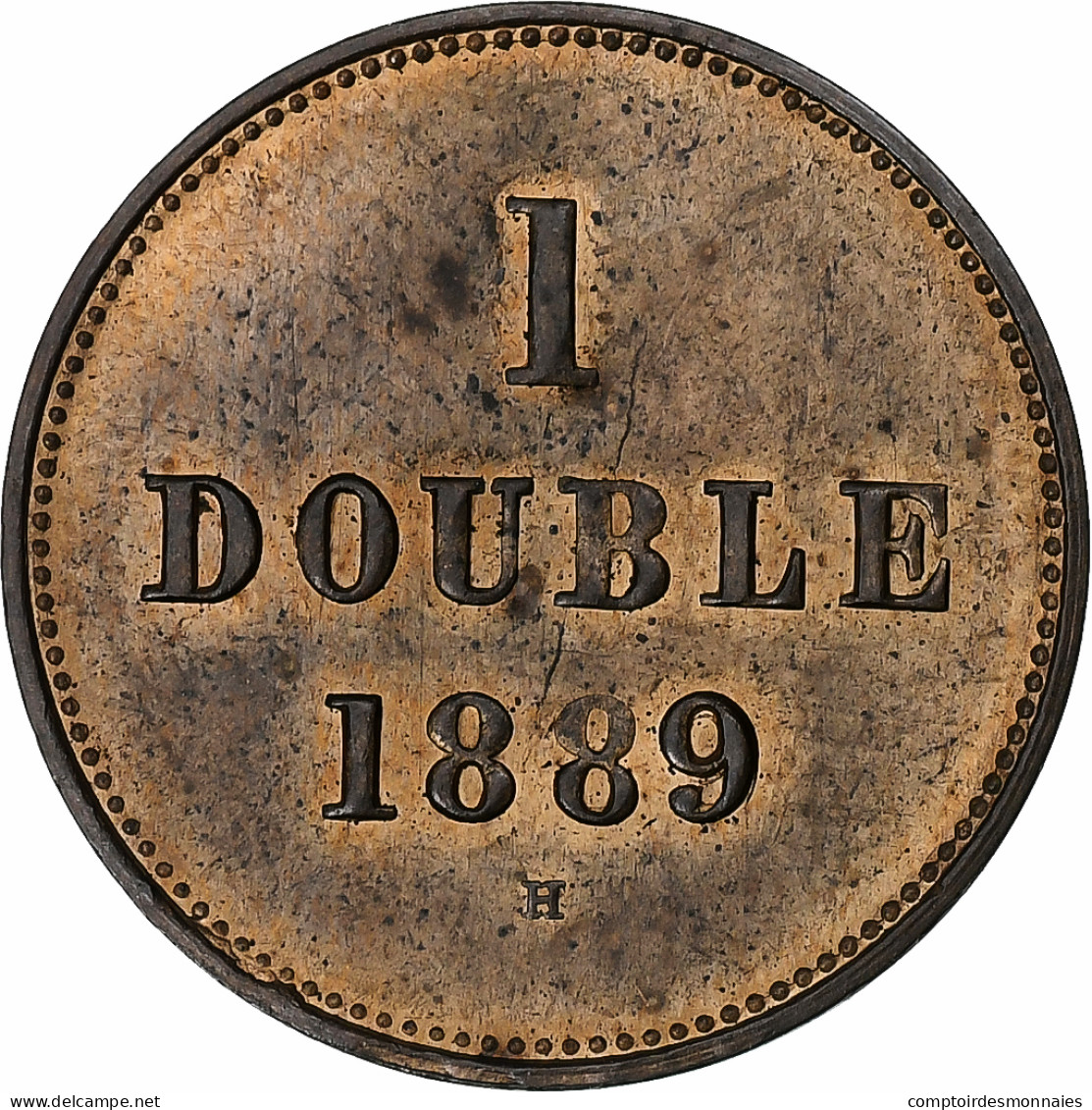 Guernesey, Victoria, Double, 1889, Heaton, Bronze, TTB, KM:10 - Guernesey