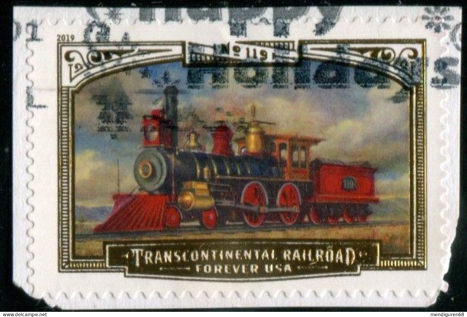VEREINIGTE STAATEN ETATS UNIS USA 2019 TRANSCONTINENTAL RAILWAY LOCOMOTIVE NO119 F USED ON PAPER SC 5380 MI 5591 YT 5211 - Used Stamps