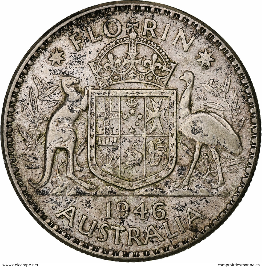 Australie, George VI, Florin, 1946, Melbourne, Billon, TTB+, KM:40a - Florin