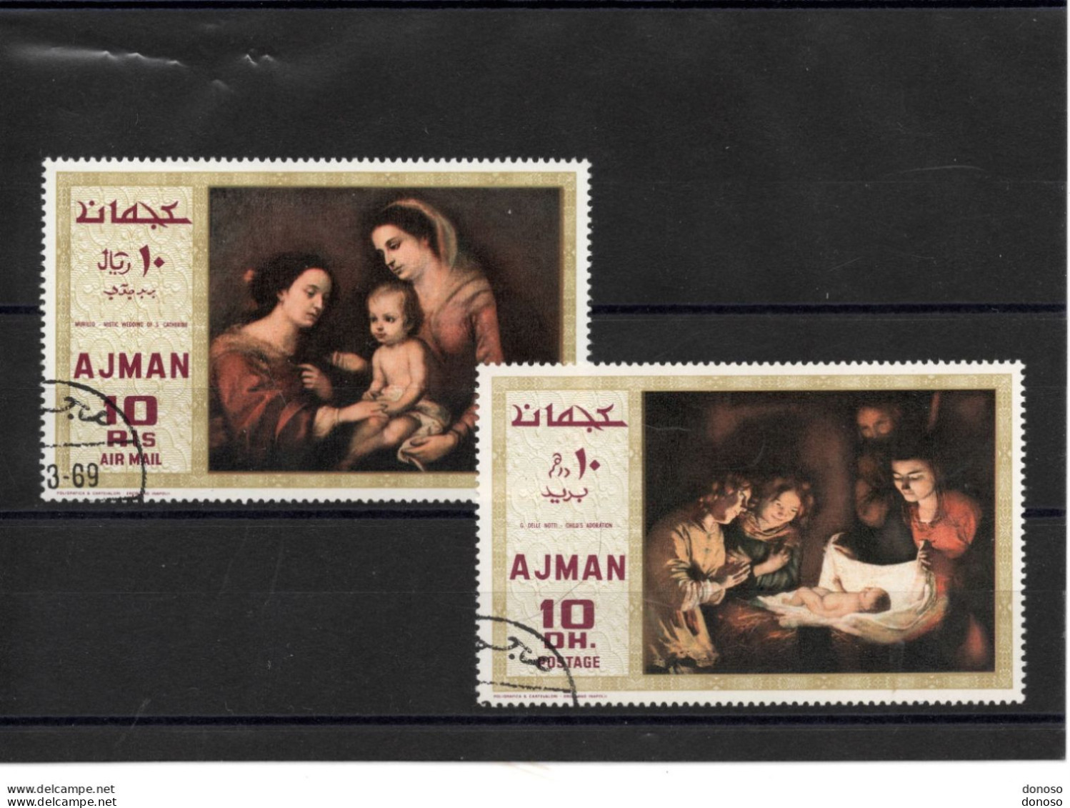 AJMAN 1969 Peintures De Gherardo Delle Noti Et De Murillo Michel 455-456 Oblitéré - Ajman