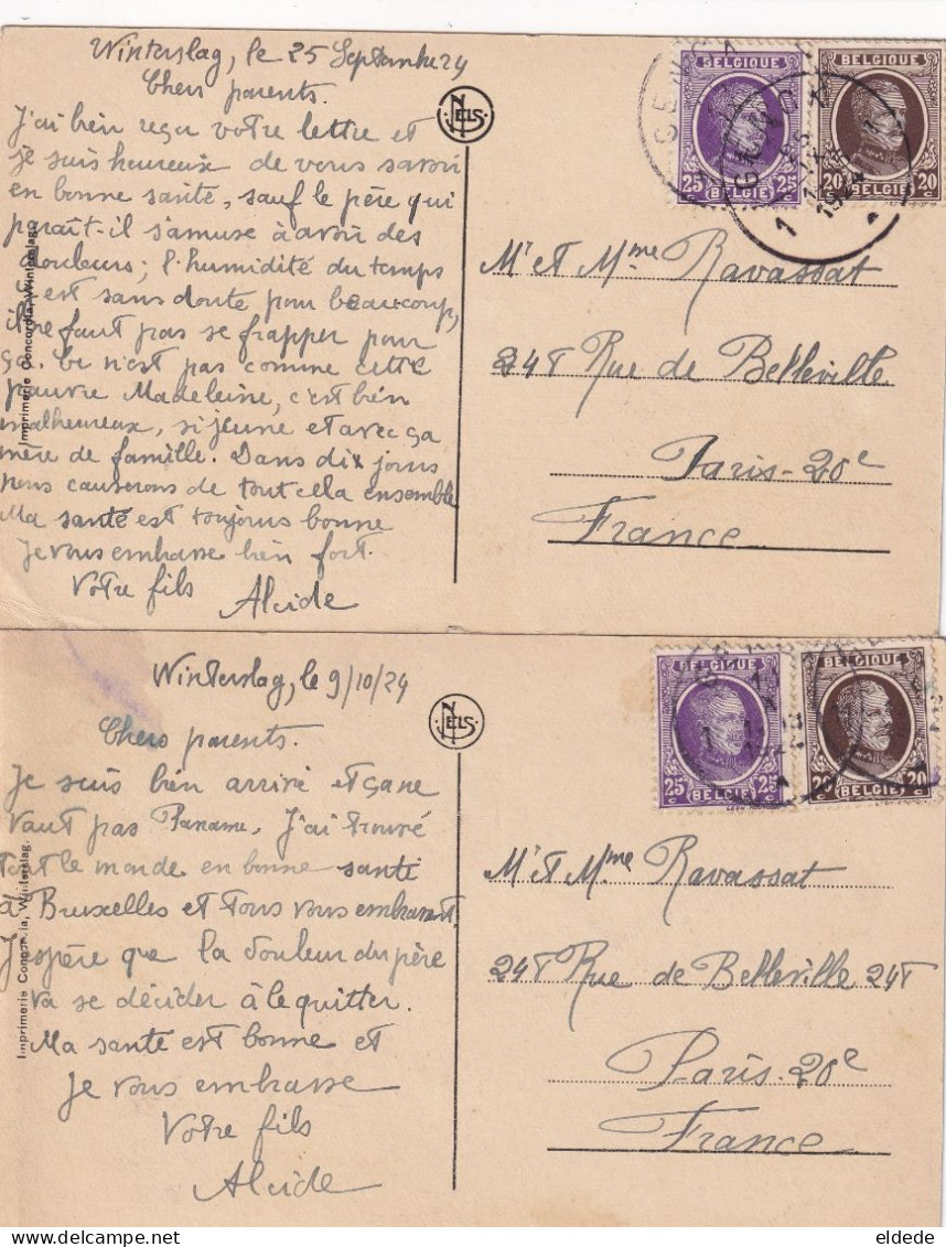 2 Cards Winterslag Nels Panorama , Hotel Du Parc  Written 1924 Used Genk - Other & Unclassified