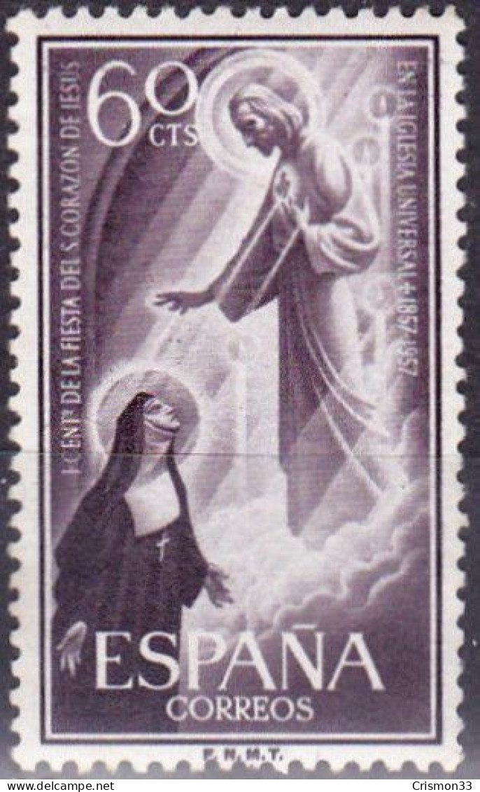 1957 - ESPAÑA - CENTENARIO DE LA FIESTA DEL SAGRADO CORAZON DE JESUS - EDIFIL 1207**MNH - Unused Stamps