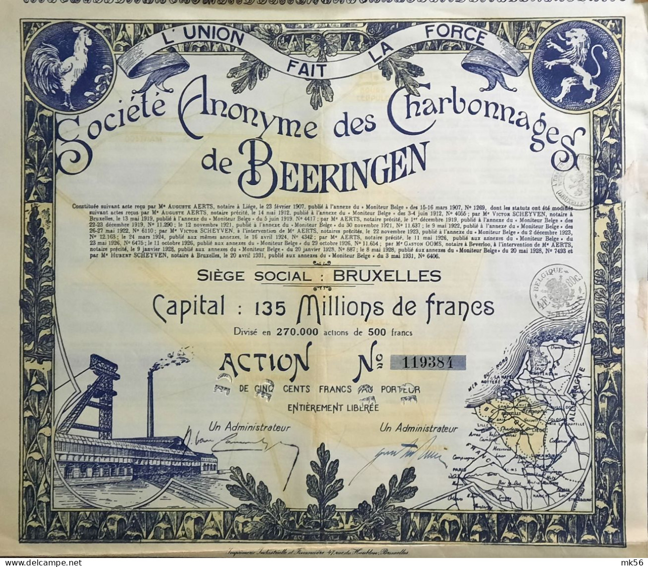 S.A. Des Charbonnages De Beeringen - Action - 1931 - Bergbau