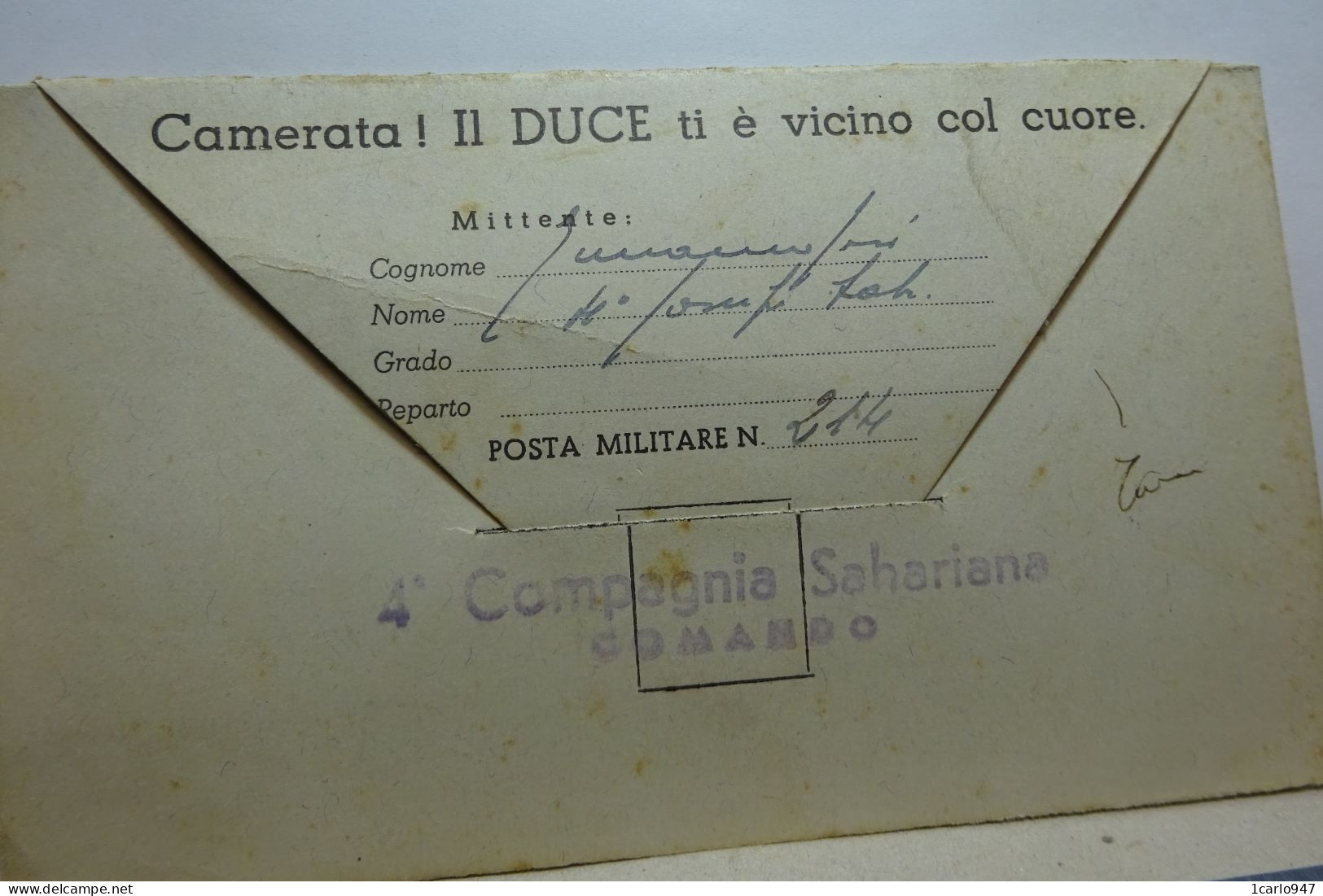 II° GUERRA  --  FRANCHIGIA  MILITARE  --  P.N.F. - FASCIO DI COMBATTIMENTO DI MISURATA - Guerre 1939-45