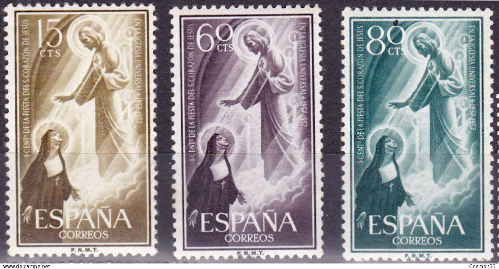 1957 - ESPAÑA - CENTENARIO DE LA FIESTA DEL SAGRADO CORAZON DE JESUS - EDIFIL 1206,1207,1208 - Used Stamps