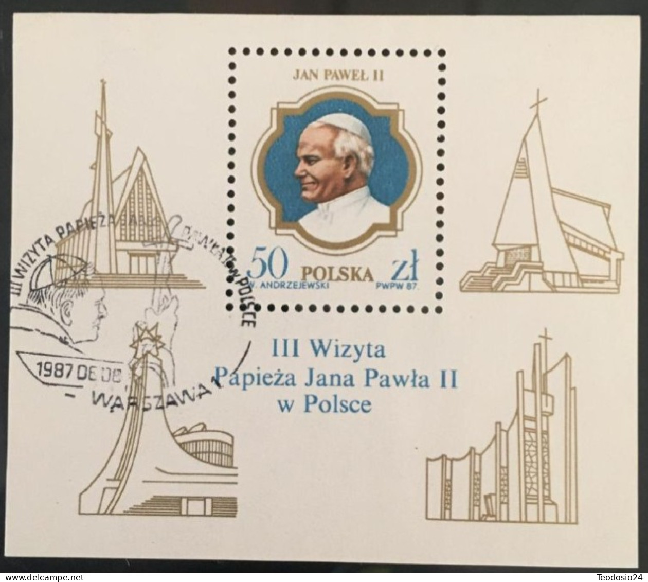 POLAND 1987 Papst Johannes Paul II. In Polen Block 103 - Used Stamps