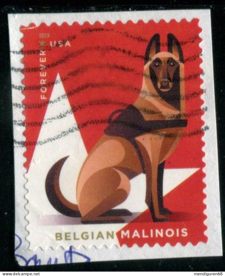 VEREINIGTE STAATEN ETATS UNIS USA 2019 WORKING DOGS: BELGIAN MALINOIS F USED ON PAPER SN 5407 MI 5644 YT 5264 SG 6021 - Gebraucht