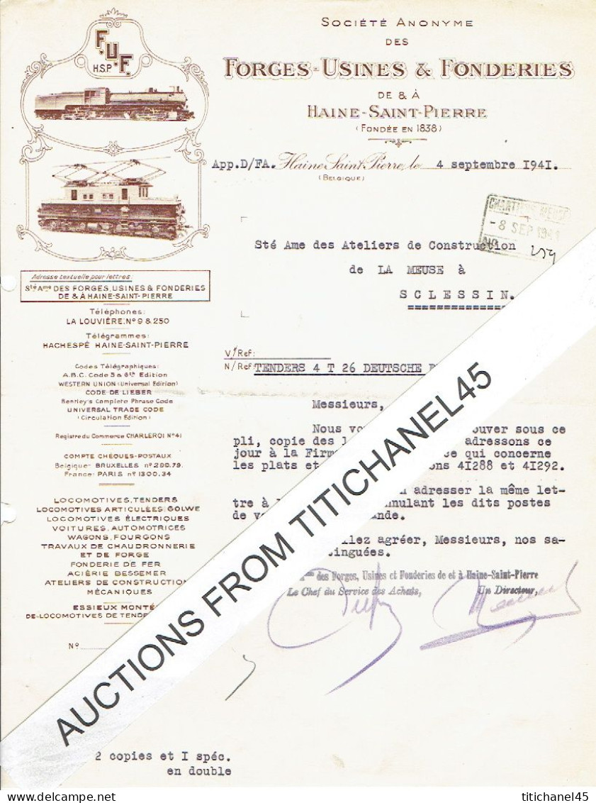 Lettre Illustrée 1941- HAINE-SAINT-PIERRE - FORGES-USINES & FONDERIES - Locomotives, Tenders, Wagons, - Autres & Non Classés