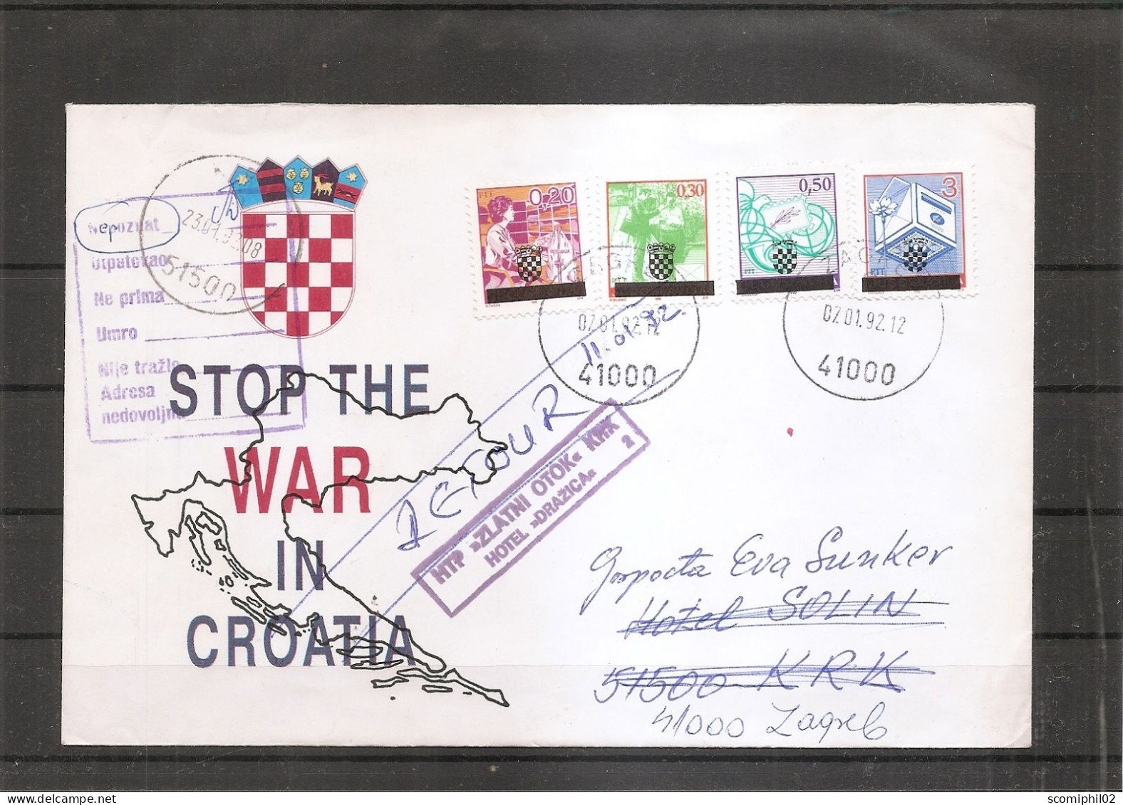 Croatie ( Lettre De 1992 De Zagreb Vers Solin Et Réexpédiée à Voir) - Croatie