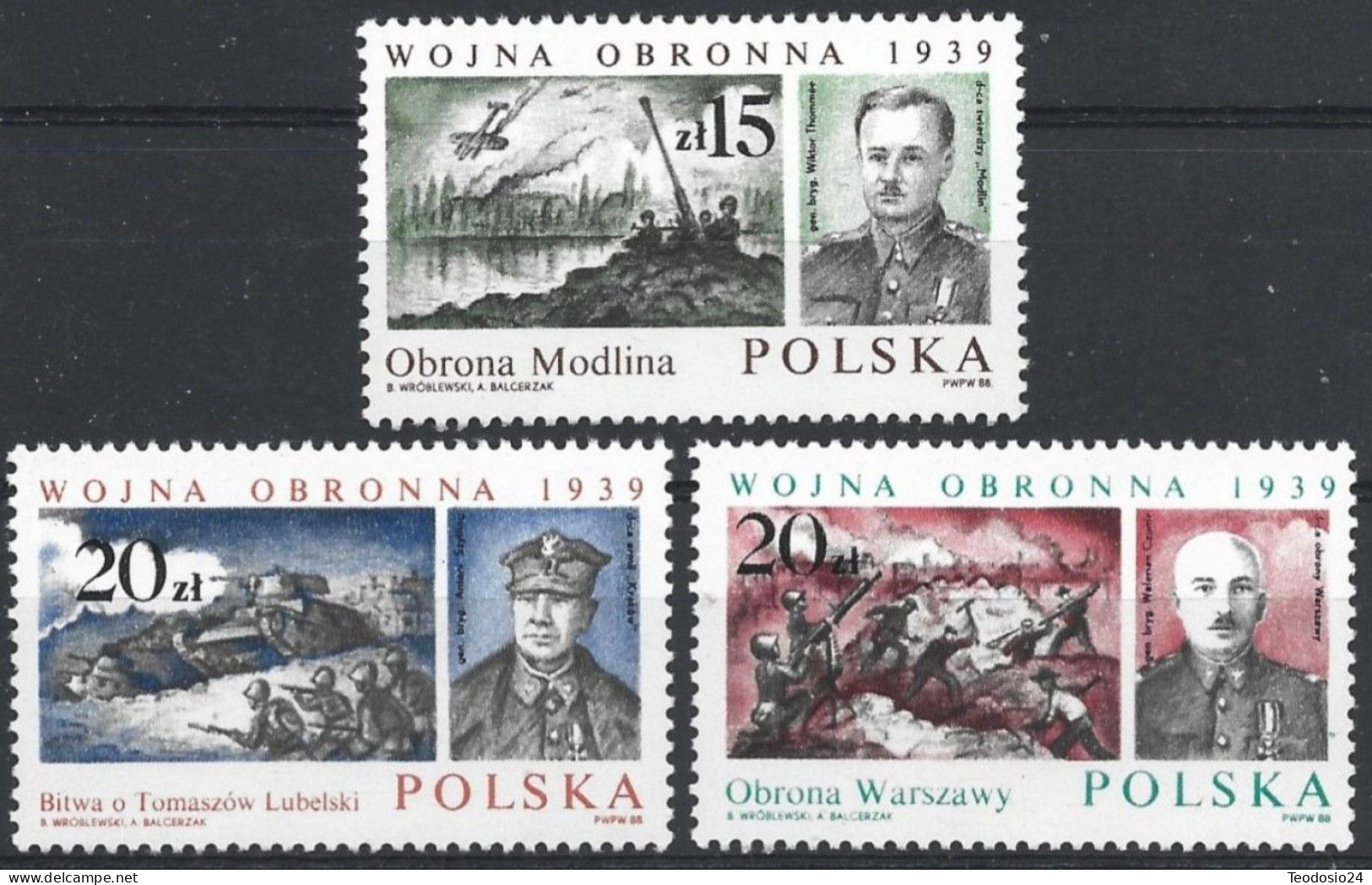 POLAND 1988  Y.T. 2966/2968 ** - Unused Stamps