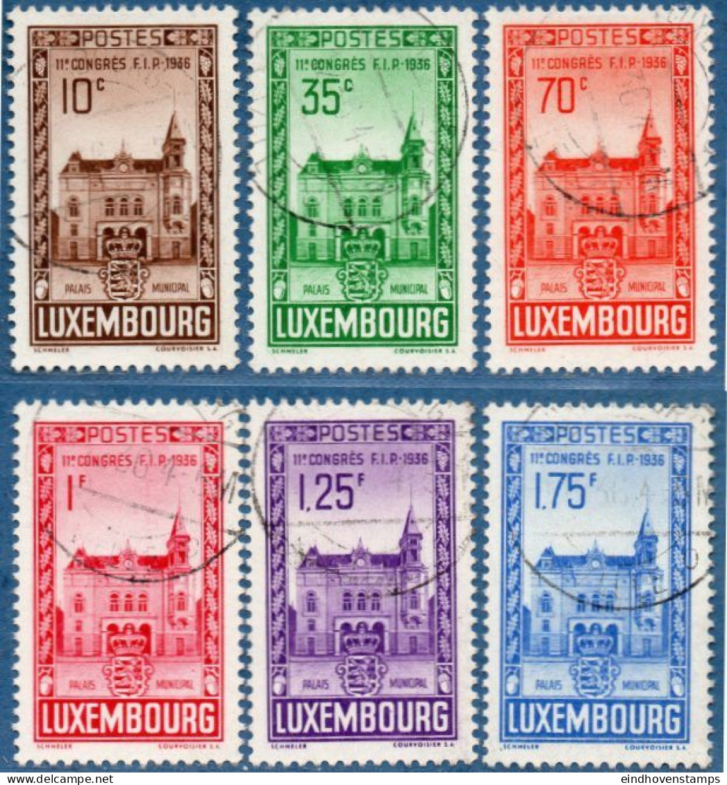 Luxemburg 1936 City Hall 6 Values Cancelled Philately Congress - Gebraucht