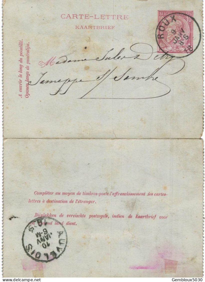 Carte-lettre N° 46 écrite De Roux Vers Jemeooe S/Sambre - Kartenbriefe