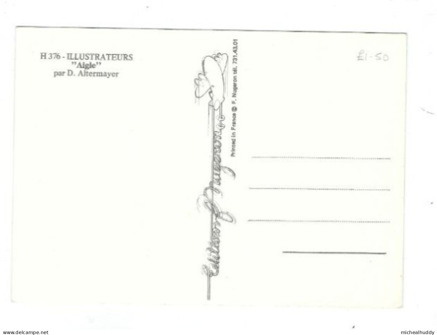 PUBL BY EDITIONS NUGERON  ILLUSTRATEURS SERIES   AIGLE BY D ALTERMAYER  CARD NO H 376 - Contemporain (à Partir De 1950)