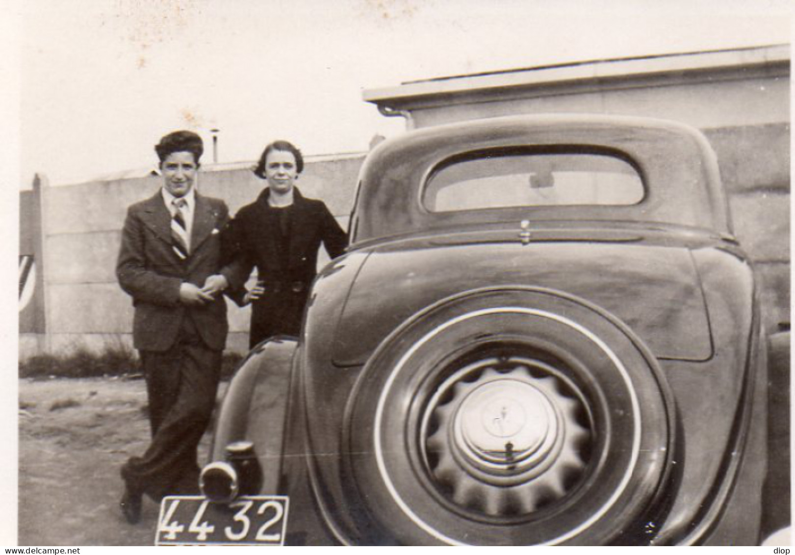 Photo Vintage Paris Snap Shop -couple Voiture Car - Auto's